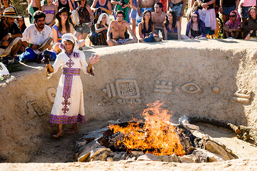 editorial travel photography | sacred fire ceremony at the boom festival in  portugal